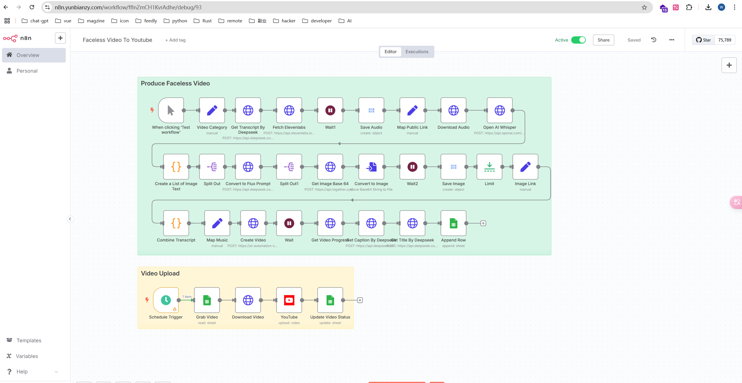 Automated Faceless YouTube Video Production with self hosting n8n workflow