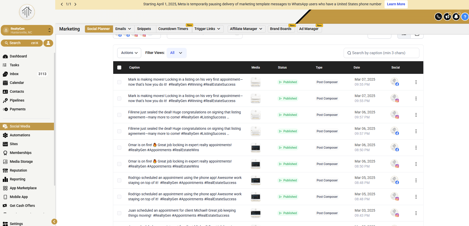 GHL Post Scheduling workflow